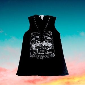 Size XS Gage Brand Black West Coast Lace Up Tank Top